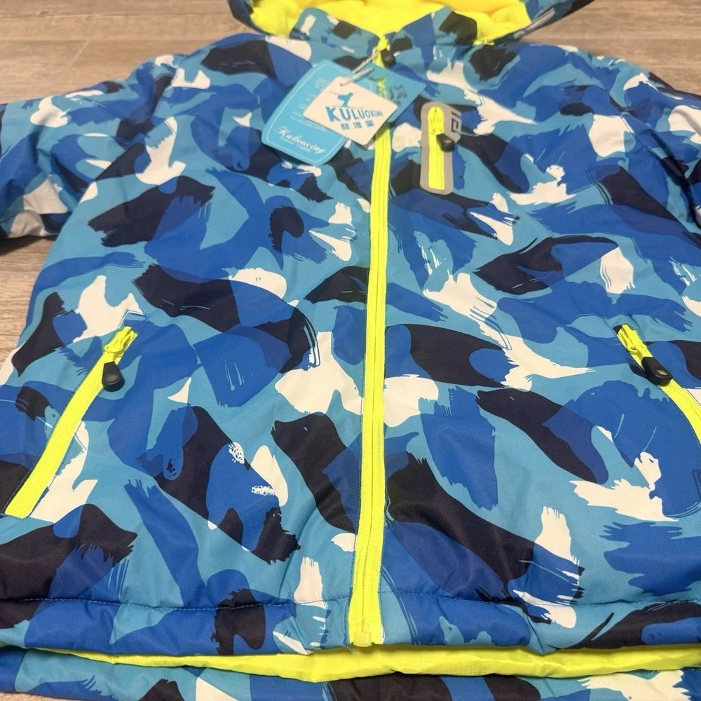 NWT Kids KULUOXING‎ ~ DOUBLE WEAR ~ COLORFUL HOODED WINT SKI JACKET ~ SIZE 14